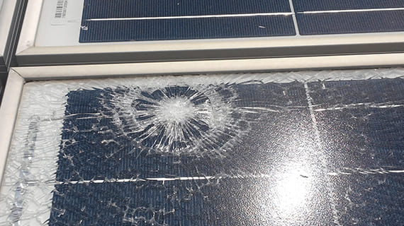 Panel damage due to typhoons, lightning strikes, and snow cover
